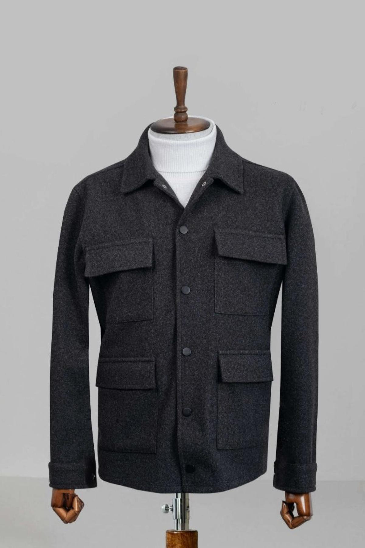 Wholesale Men Anthracite Four Pocket Coat 738191