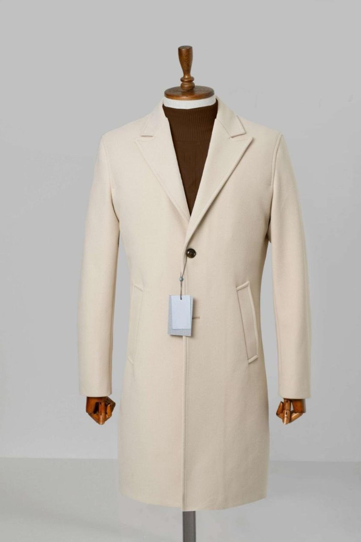 Wholesale Men Beige Long Coat 738179