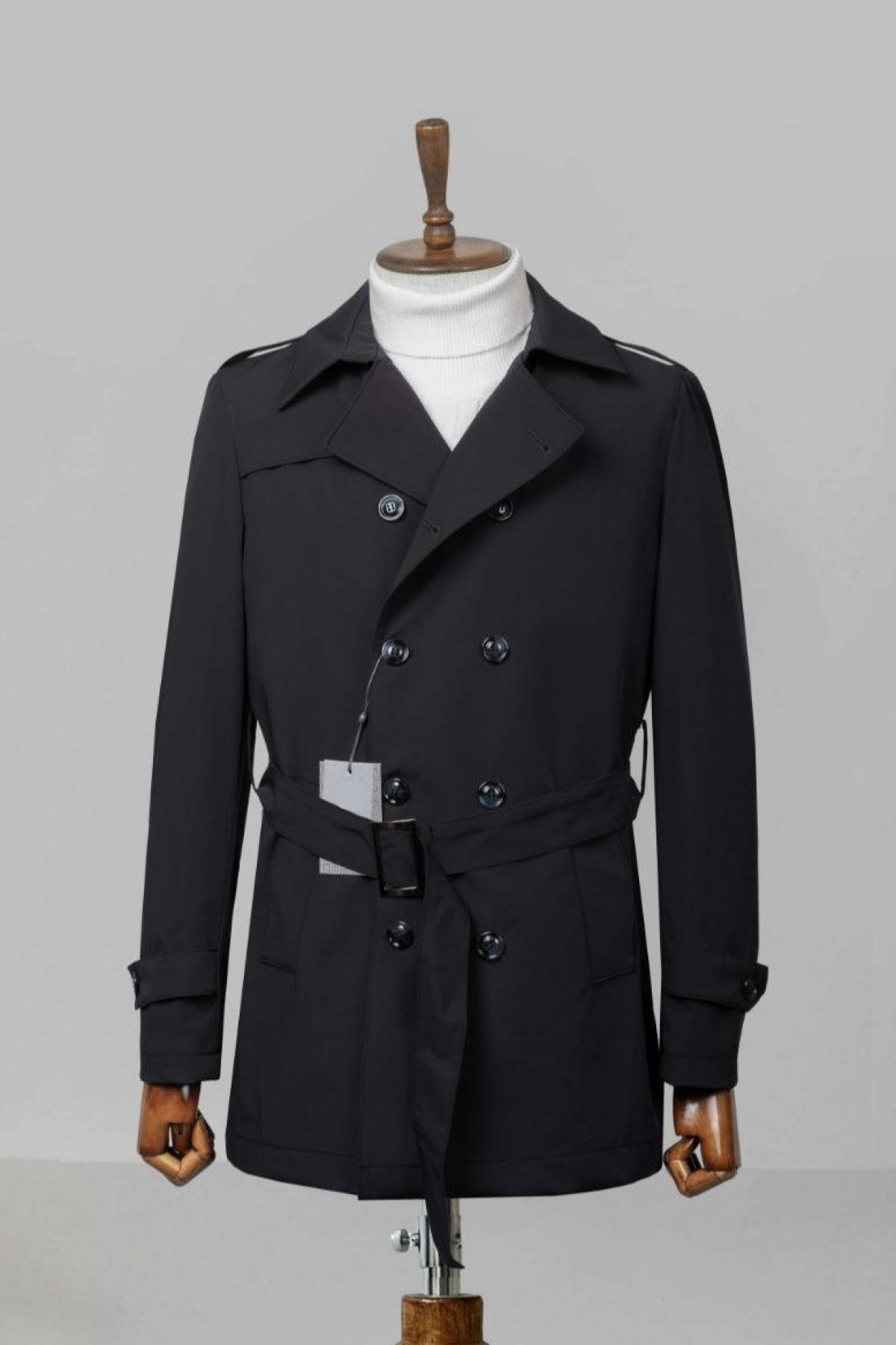Wholesale Men Black Trench Coat 738163
