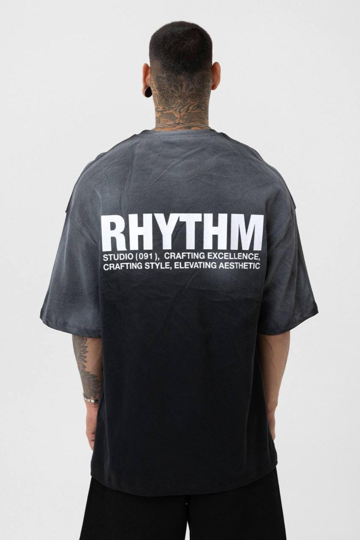 Wholesale Men Black Washed Oversize T-shirt 722694