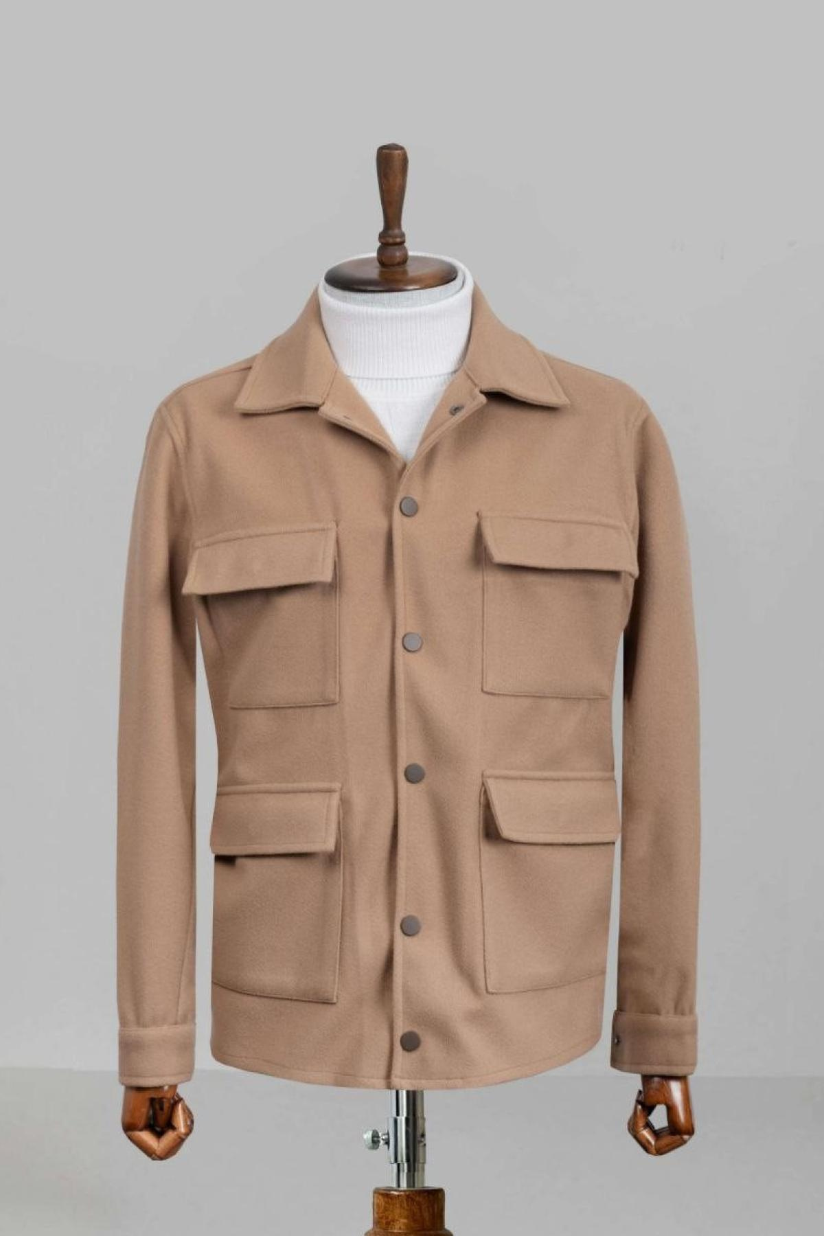 Wholesale Men Camel Four Pocket Coat 738187