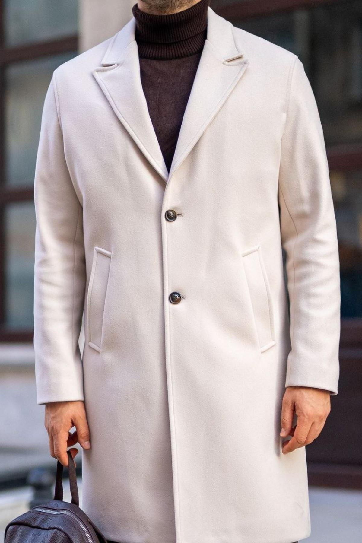 Wholesale Men Ecru Long Coat 738183