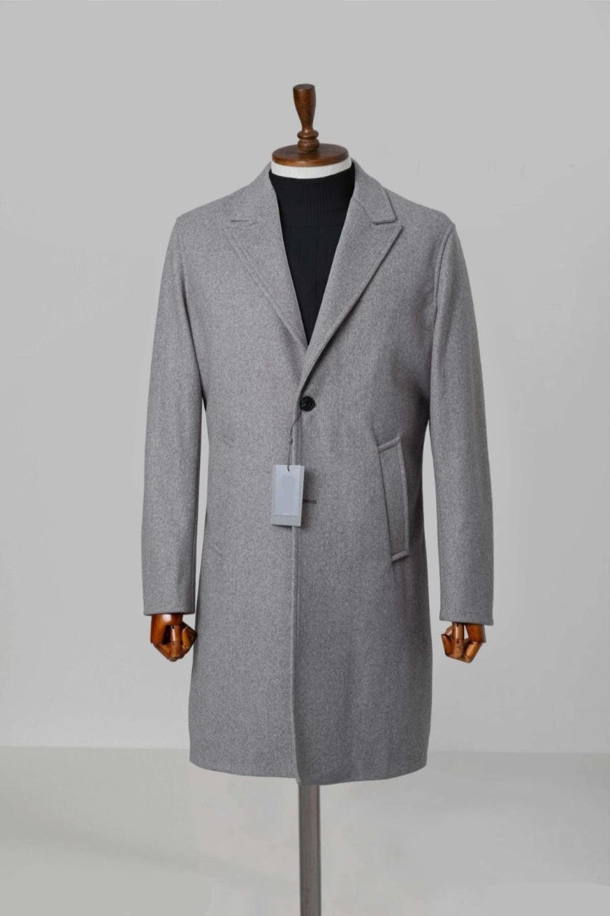 Wholesale Men Gray Long Coat 738182