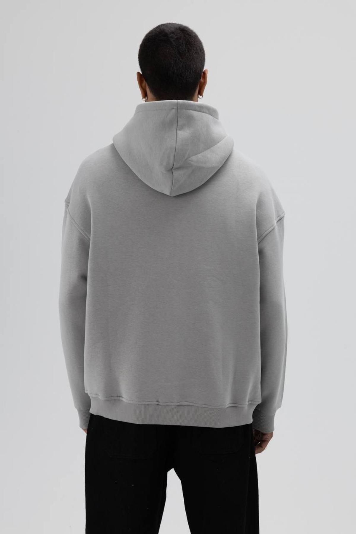 Wholesale Men Gray Zip-Up Hoodie 739109