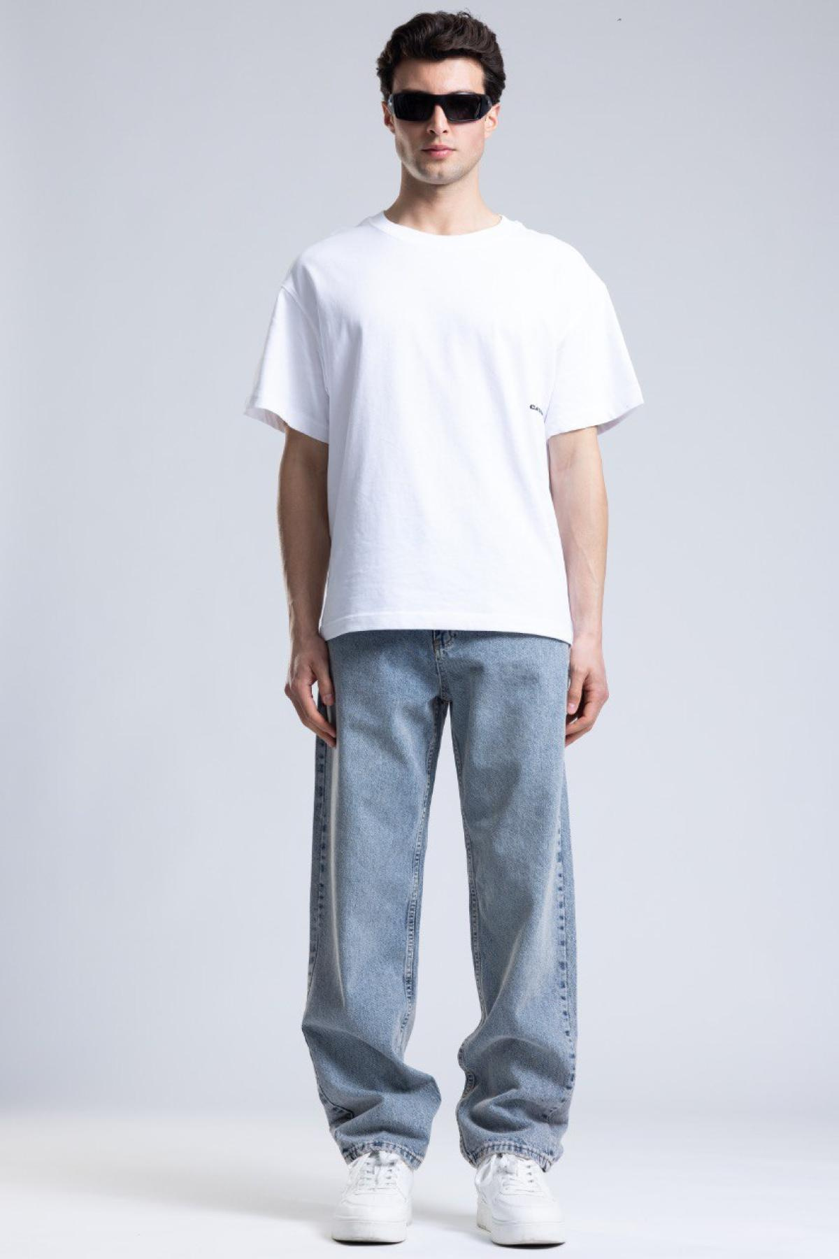 Wholesale Men Light Blue Baggy Jeans 736566