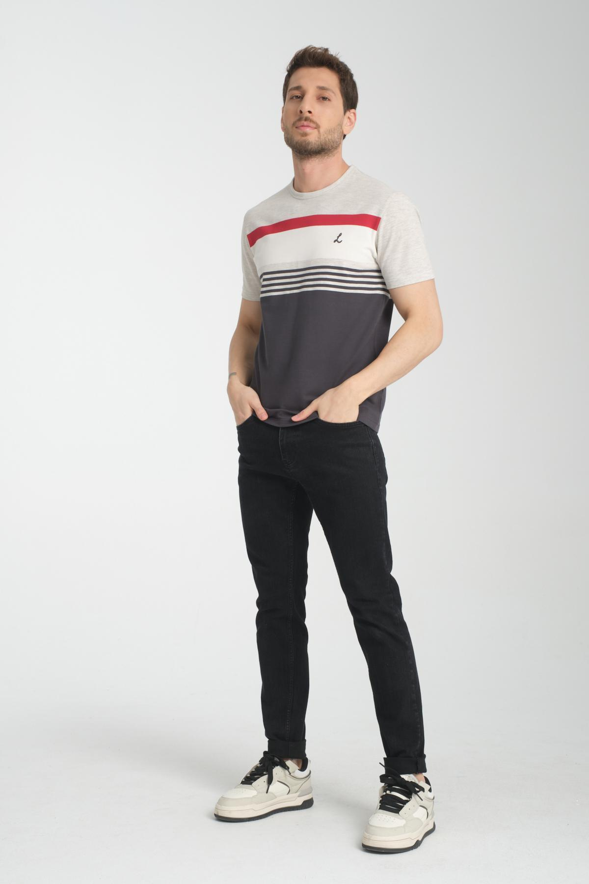 Wholesale Men Smoke Gray T-shirt 736191