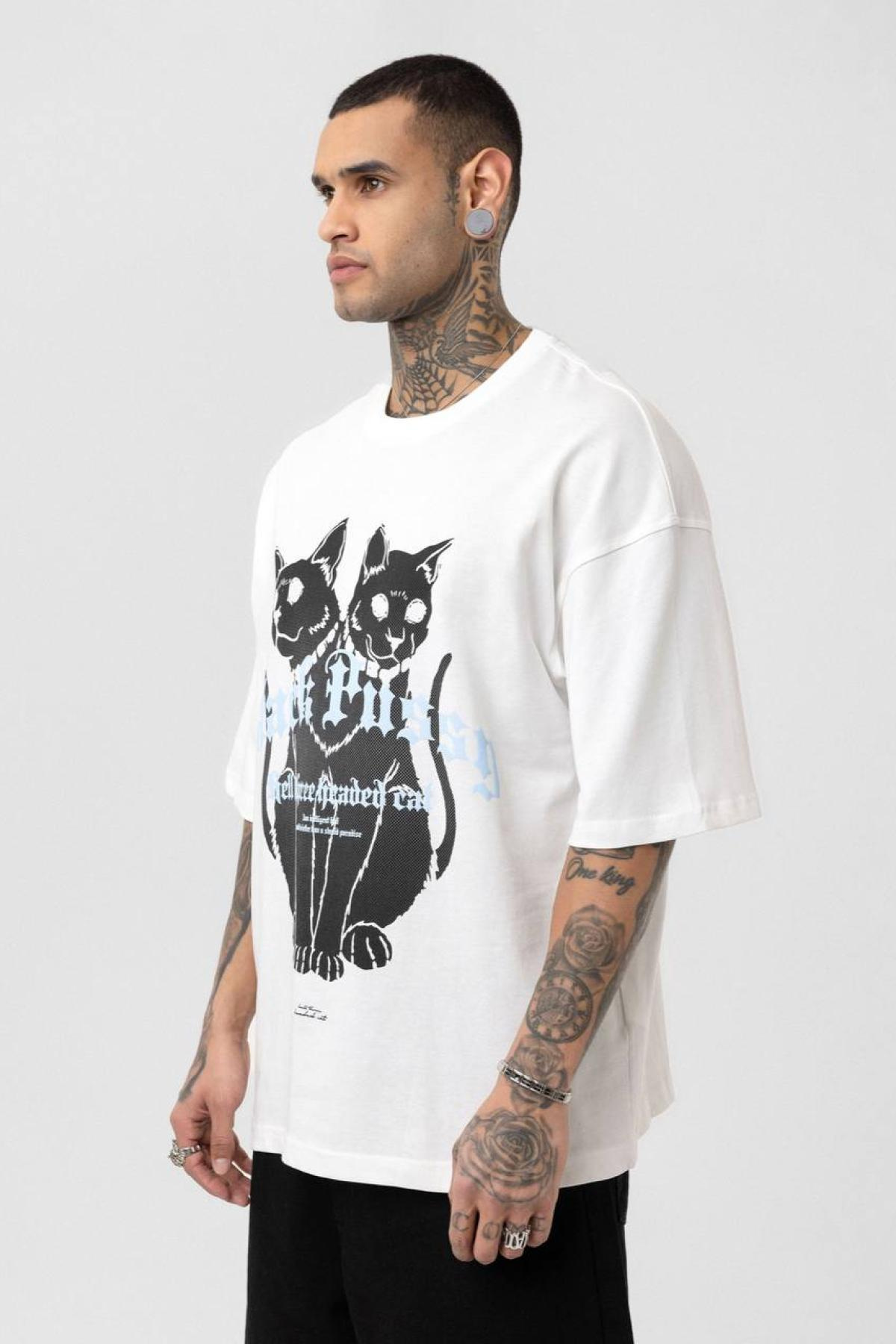 Wholesale Men White Washed Oversize T-shirt 722703