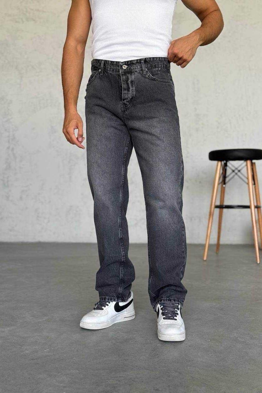 Wholesale Men's Anthracite Baggy Jeans 1504W26-PNT2508