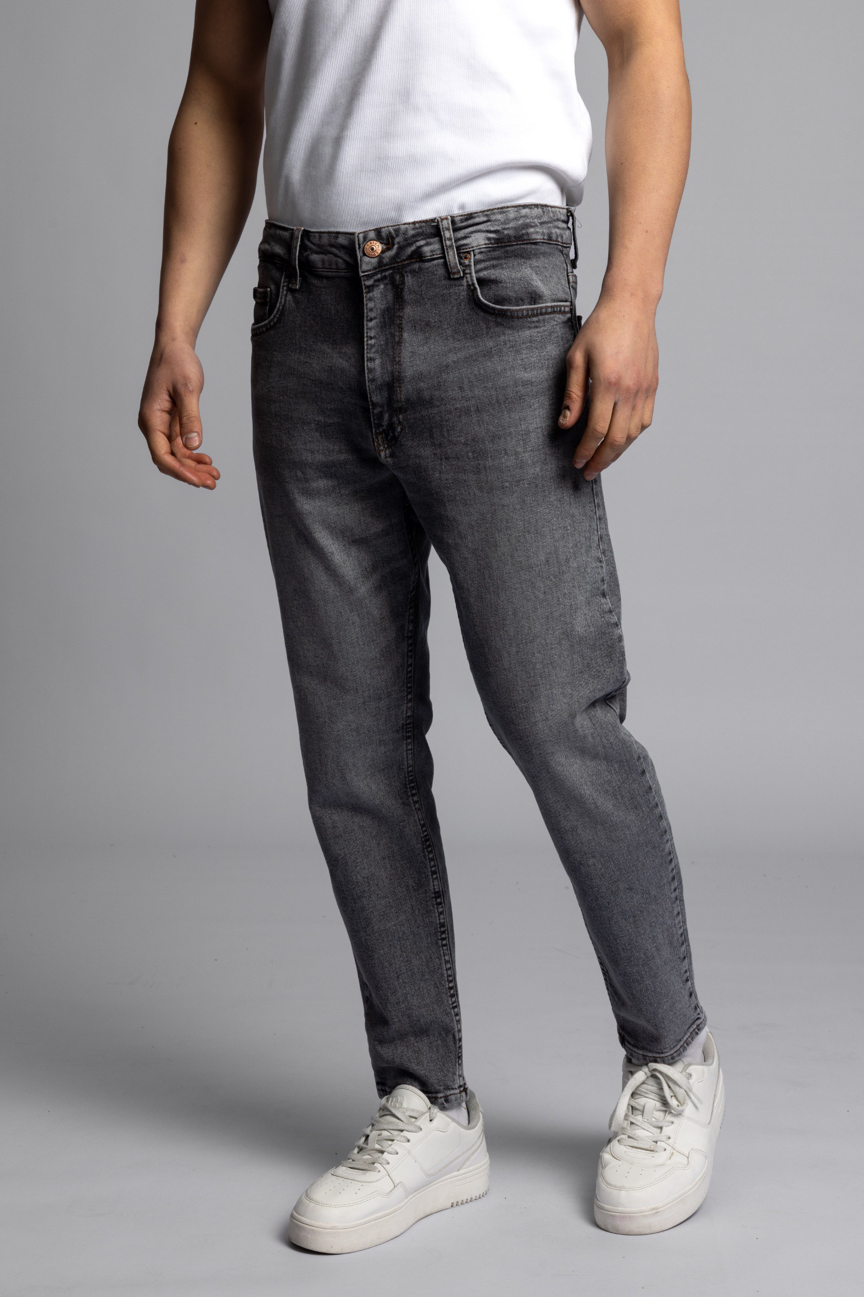 Wholesale Men's Anthracite Baggy Jeans 1503W26-6599-XD