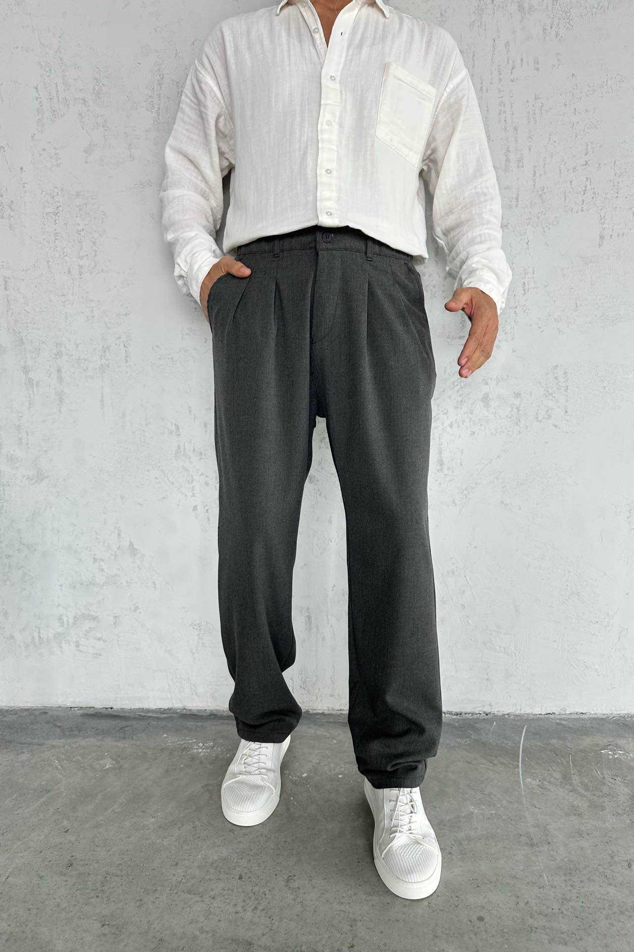 Wholesale Men's Anthracite Baggy Pants 1504W26-PNT5011