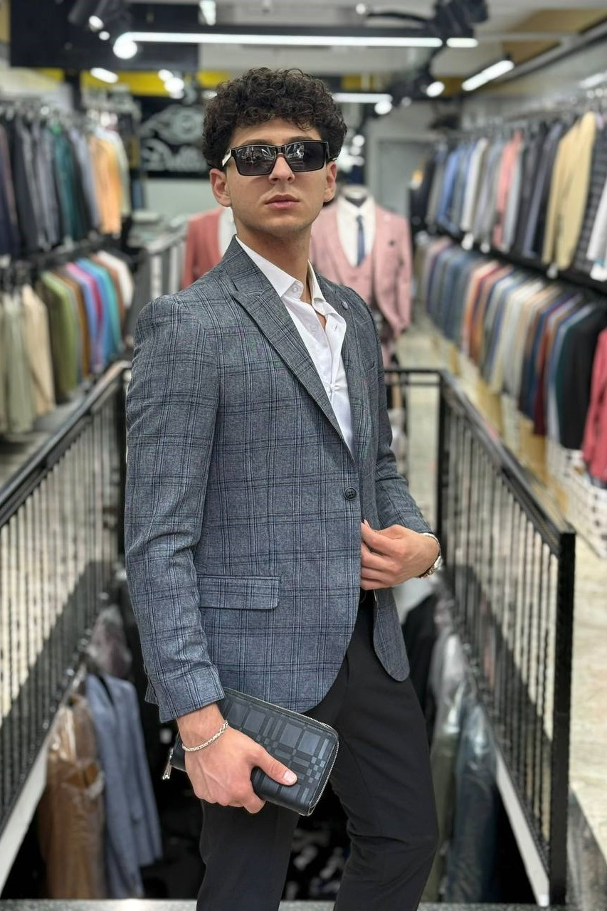 Wholesale Men's Anthracite Blazer Jacket 1701W26-069