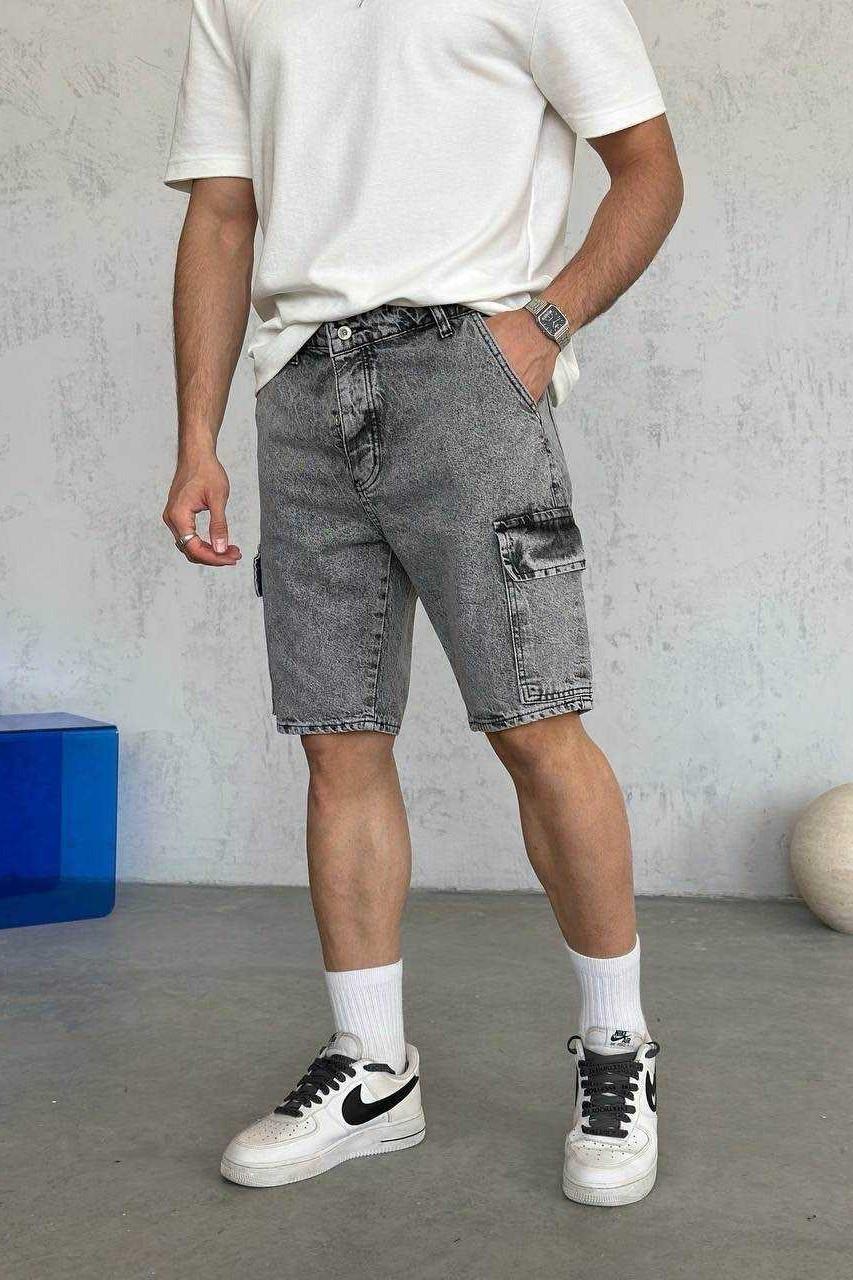 Wholesale Men's Anthracite Denim Shorts 1504W26-SRT2674