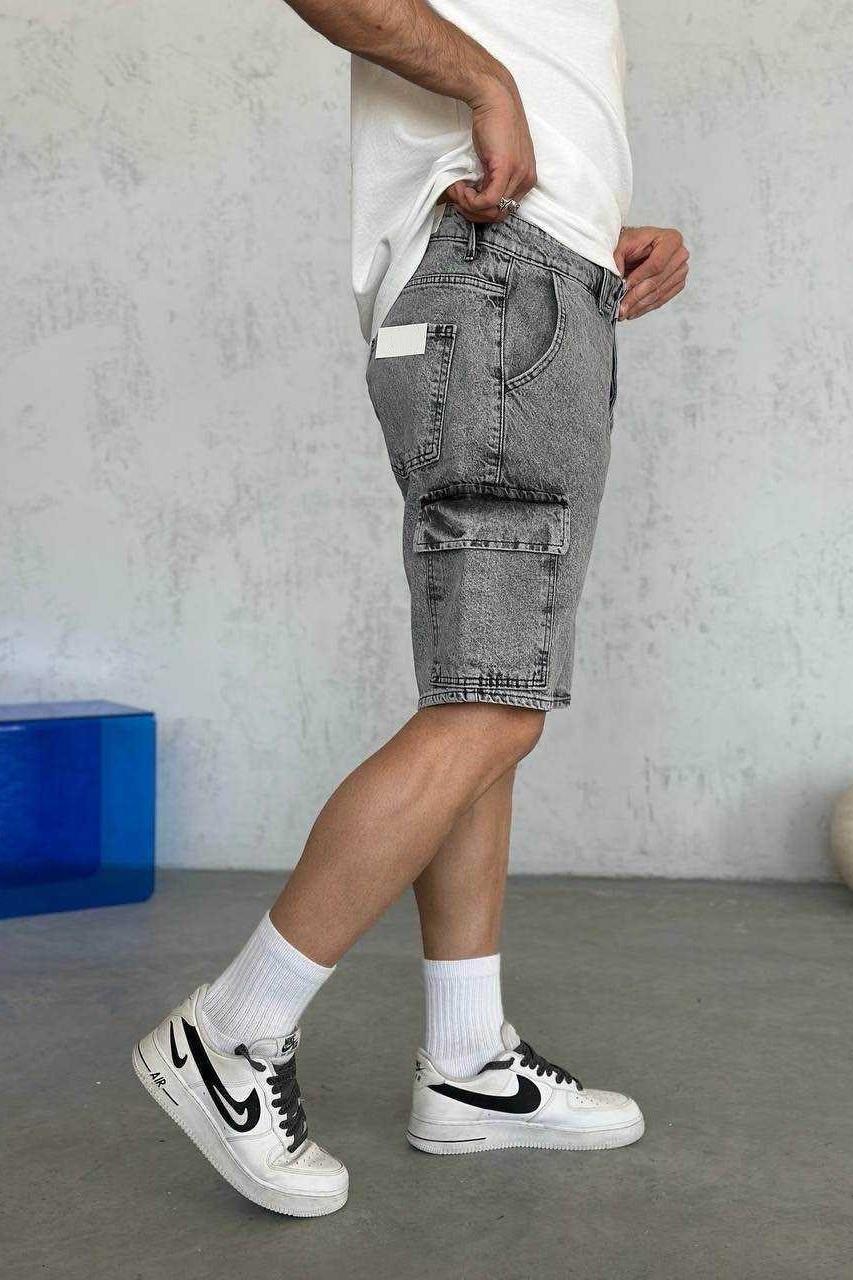 Wholesale Men's Anthracite Denim Shorts 1504W26-SRT2674