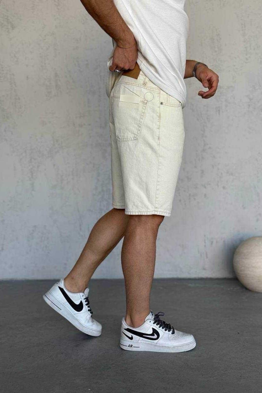 Wholesale Men's Beige Denim Shorts 1504W26-SRT3006