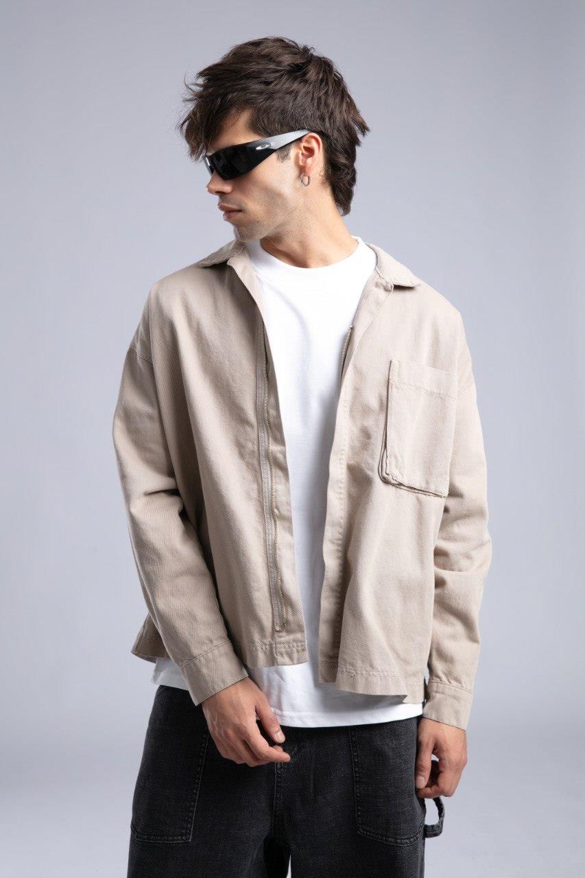 Wholesale Men's Beige Gabardine Jacket 1503W26-1734