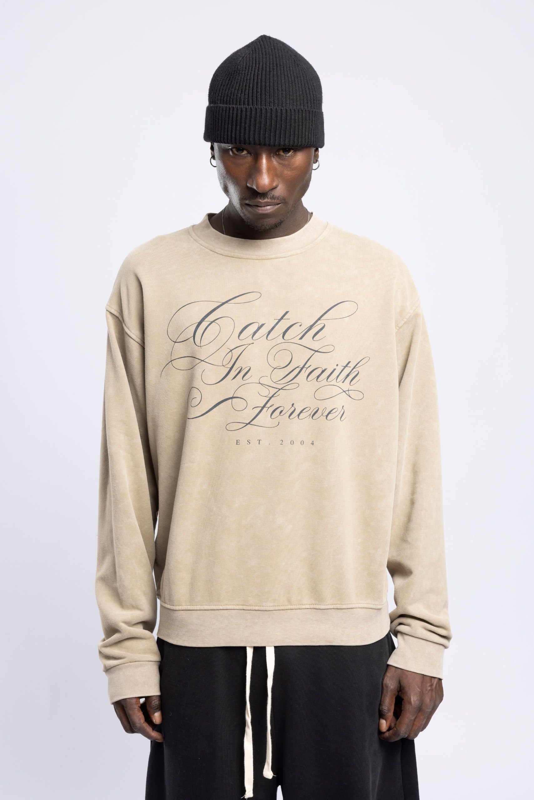 Wholesale Men's Beige Printed Sweatshirt  1503FW27-MRT-4635