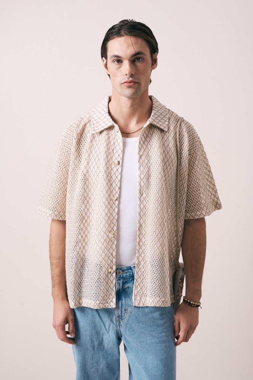 Wholesale Men's Beige Shirt 1609W26-6372