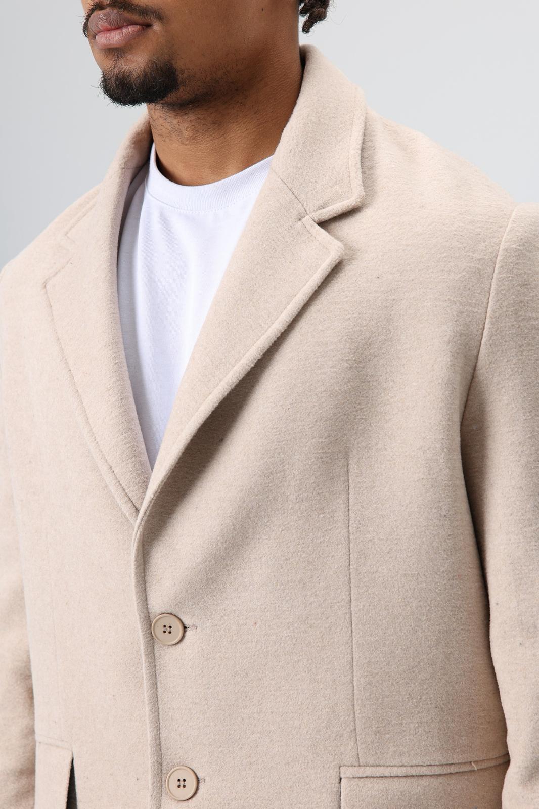 Wholesale Men's Beige Short Coat with Flap Pockets 1605W26-E1003