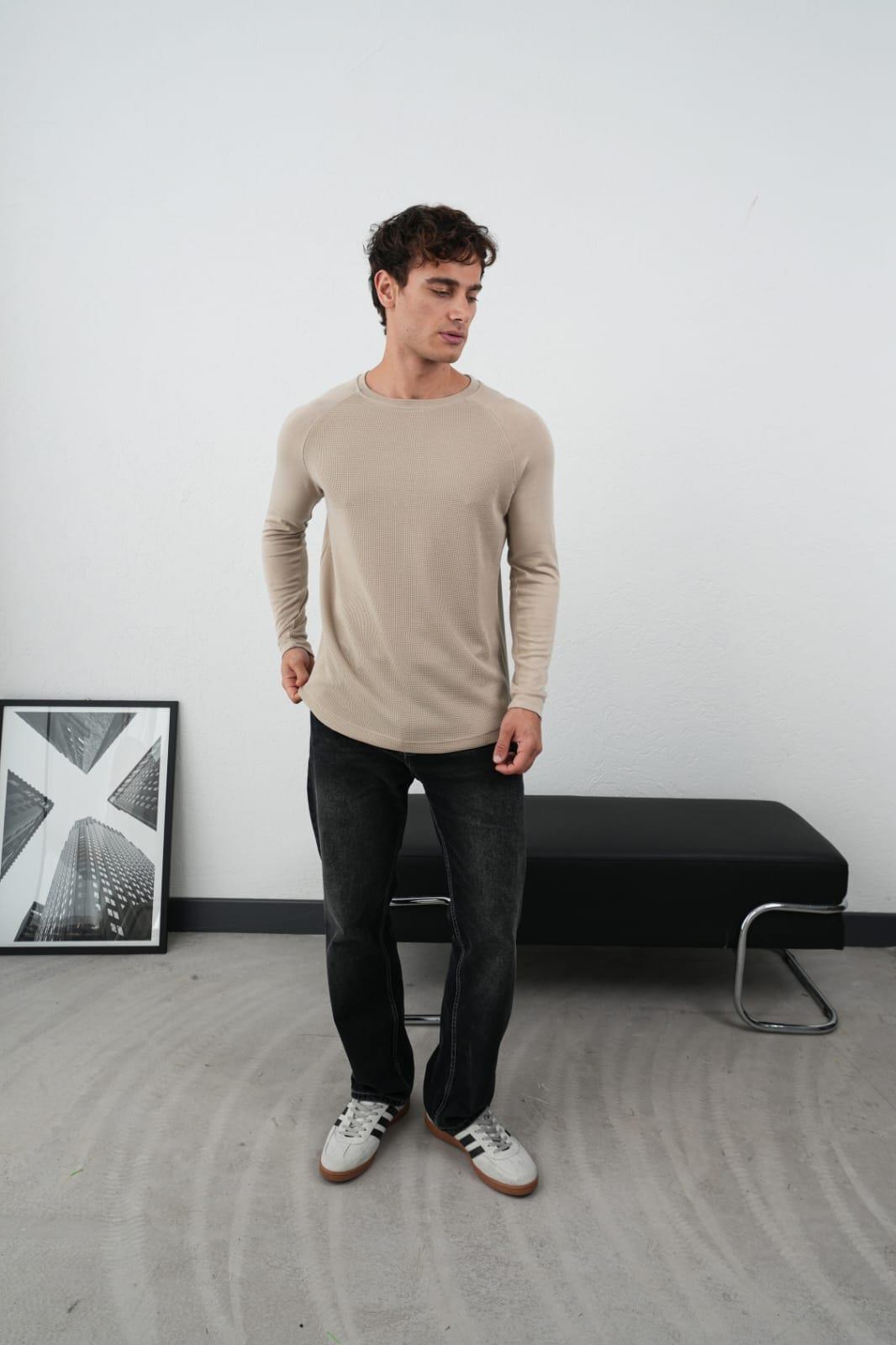 Wholesale Men's Beige Sweatshirt 1601FW26-0523