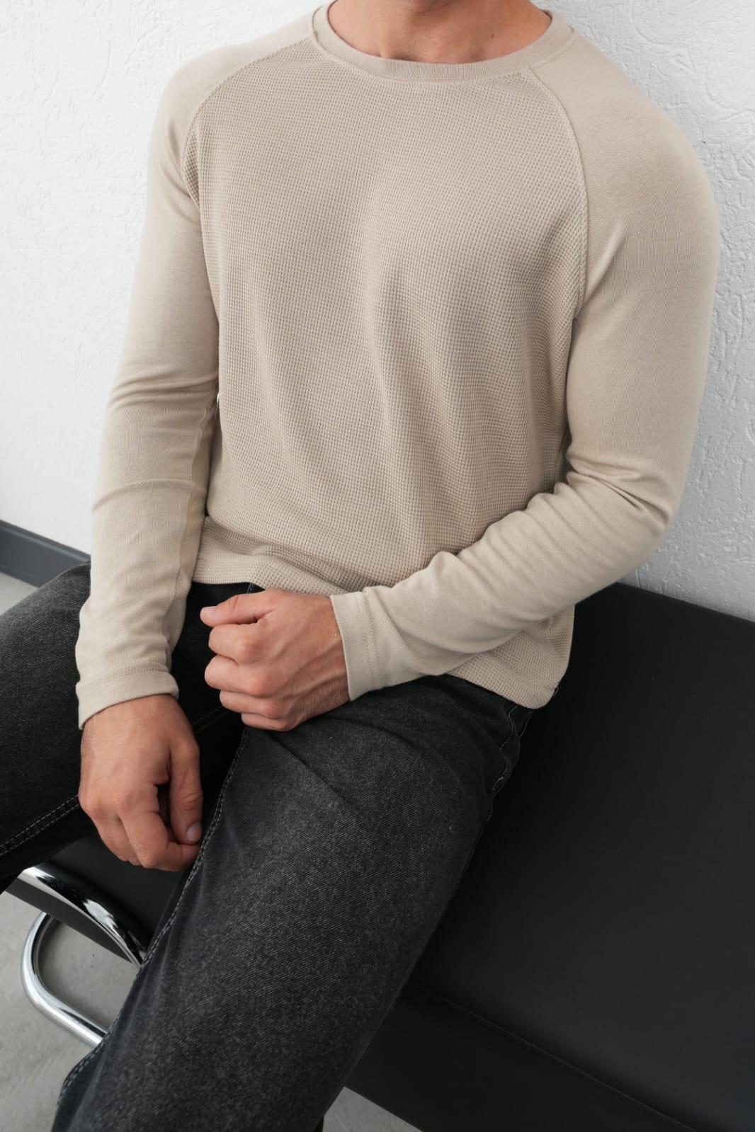 Wholesale Men's Beige Sweatshirt 1601FW26-0523