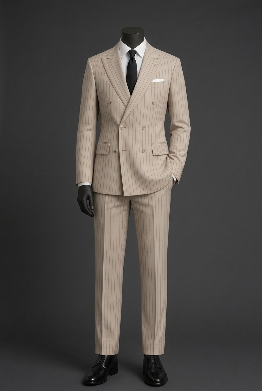 Wholesale Men's Beige Two-Piece Suit 1701-123