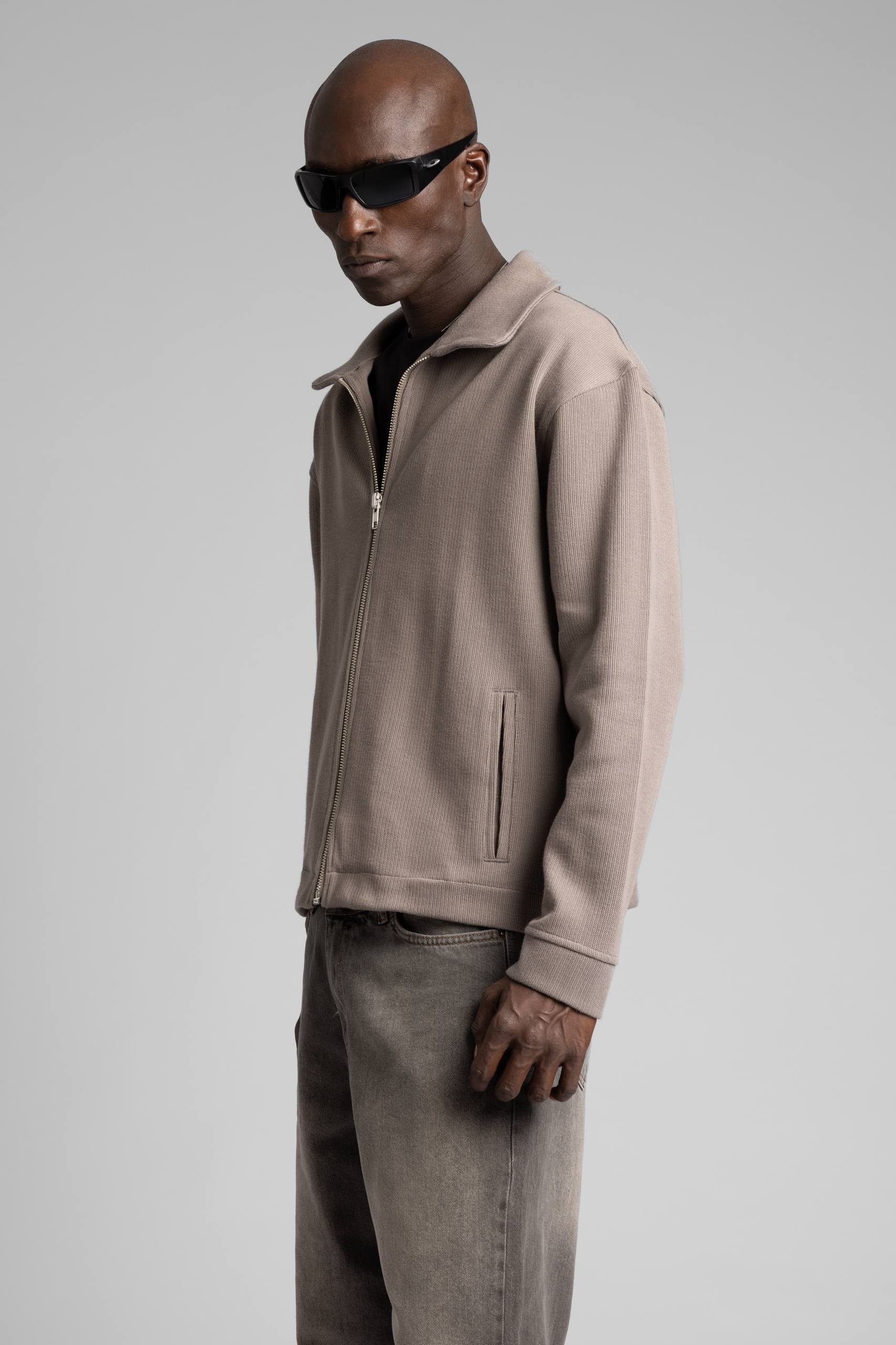 Wholesale Men's Beige Zip Sweatshirt  1503FW27-MRT-4627