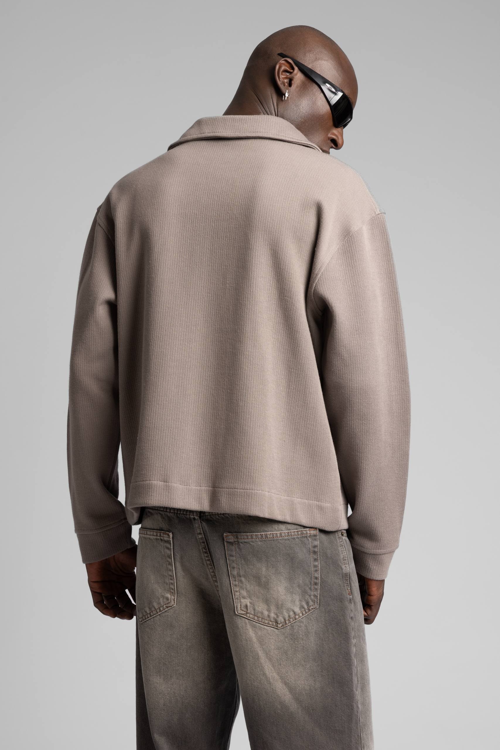 Wholesale Men's Beige Zip Sweatshirt  1503FW27-MRT-4627