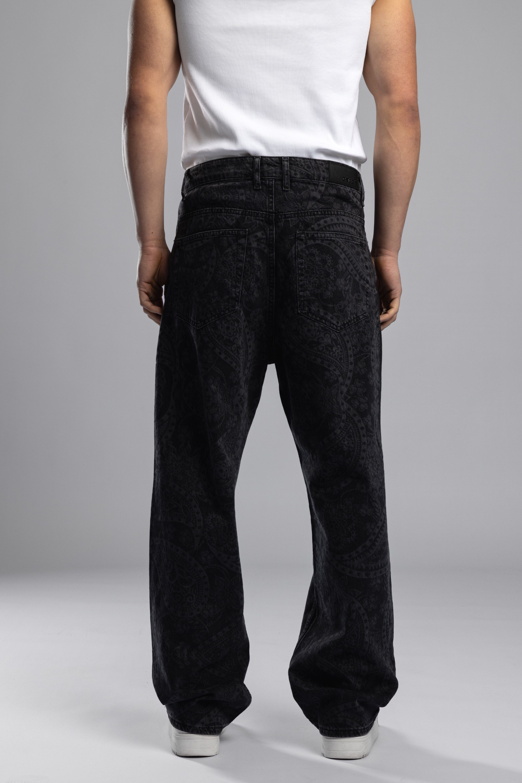 Wholesale Men's Black Baggy Jeans 1503W26-6597-BAGGY