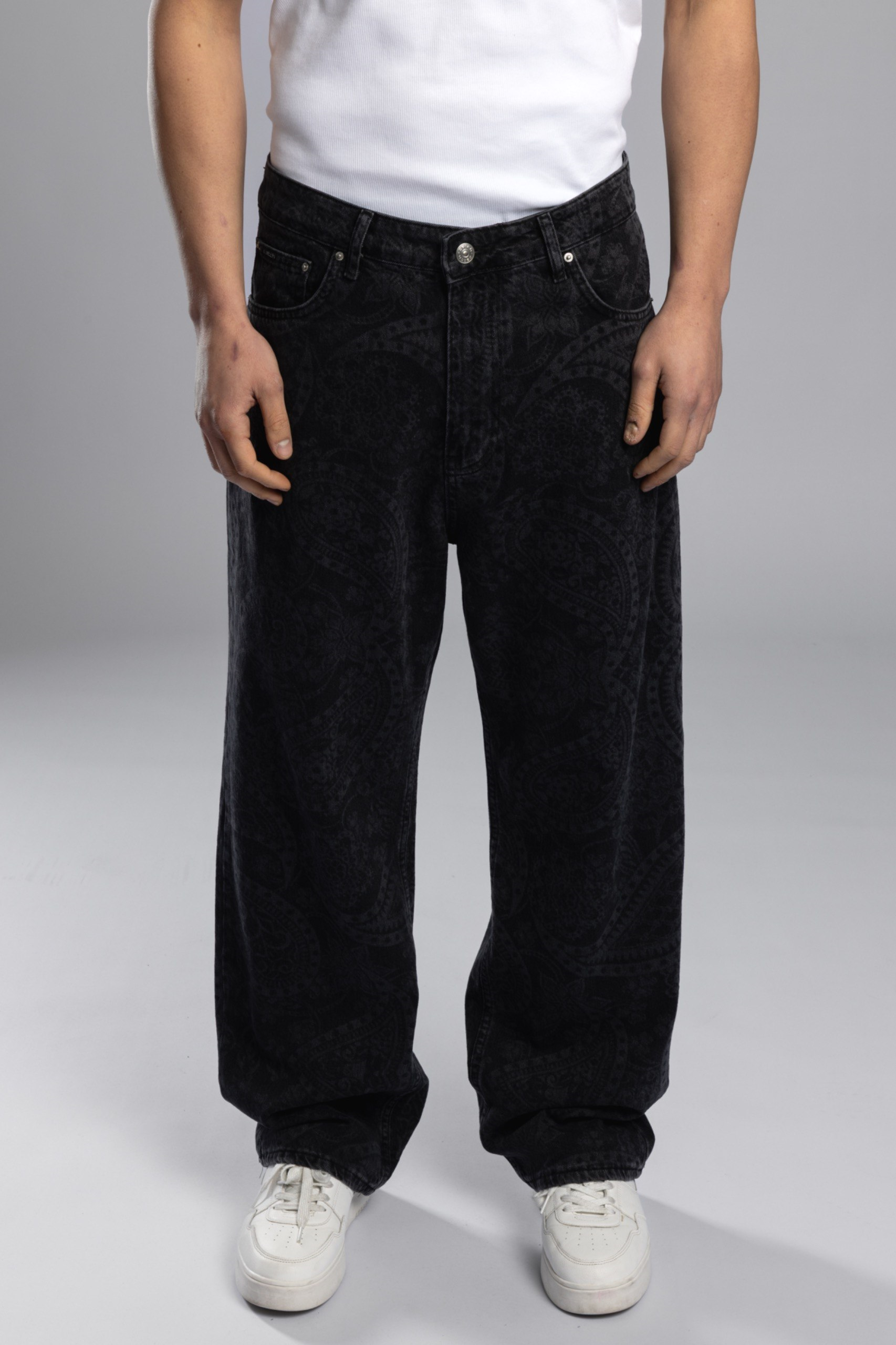 Wholesale Men's Black Baggy Jeans 1503W26-6597-BAGGY