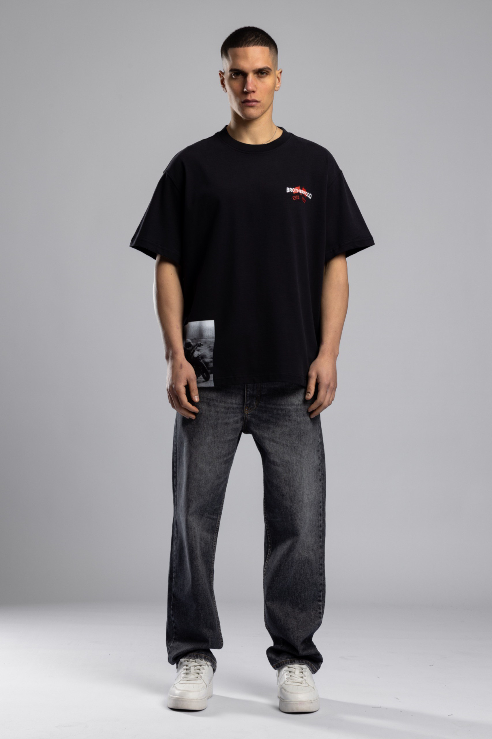 Wholesale Men's Black Basic T-shirt 1503W26-MRT-26007