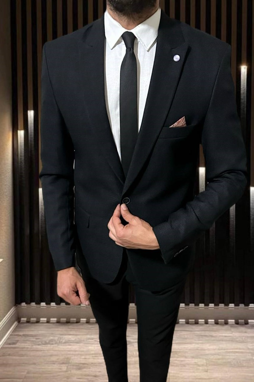 Wholesale Men's Black Blazer Jacket 1701W26-079