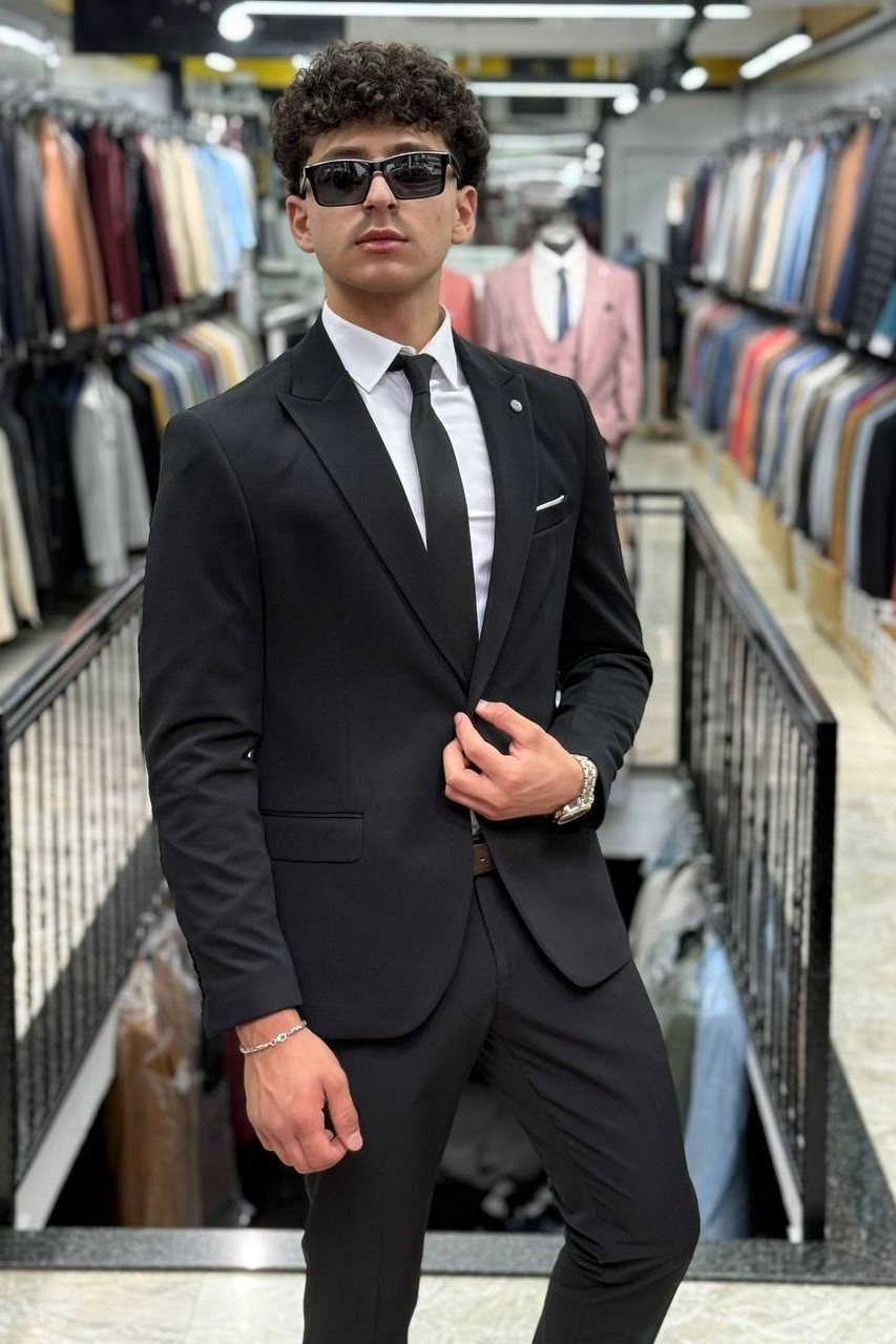 Wholesale Men's Black Blazer Jacket 1701W26-068