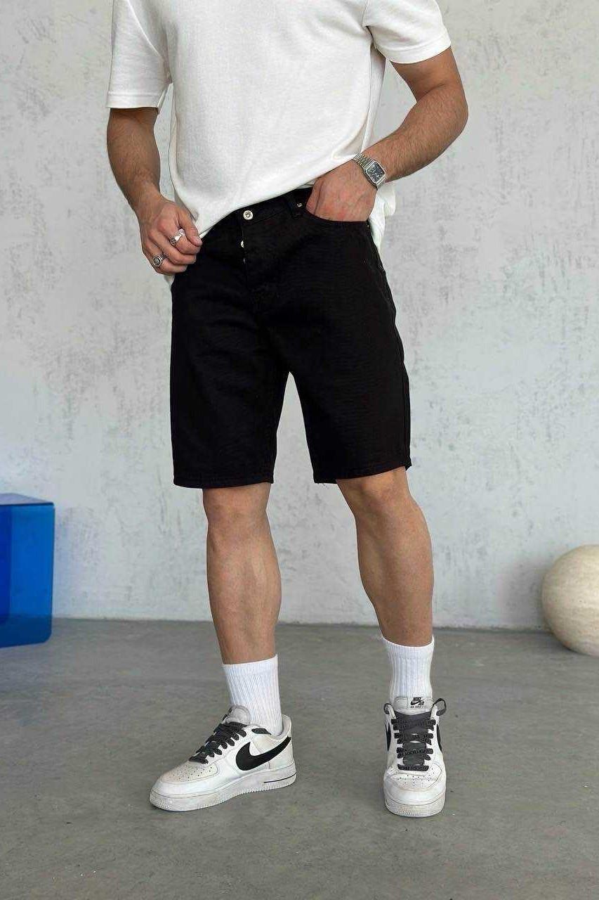 Wholesale Men's Black Denim Shorts 1504W26-SRT2568