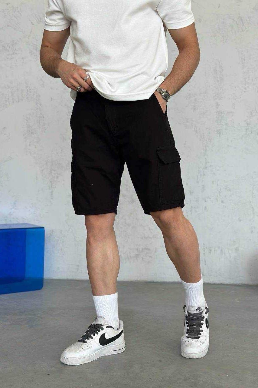 Wholesale Men's Black Denim Shorts 1504W26-SRT2659