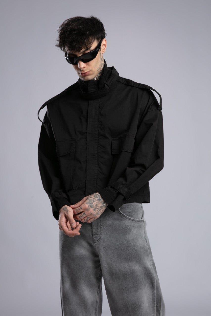 Wholesale Men's Black Detailed Jacket 1503W26-4606