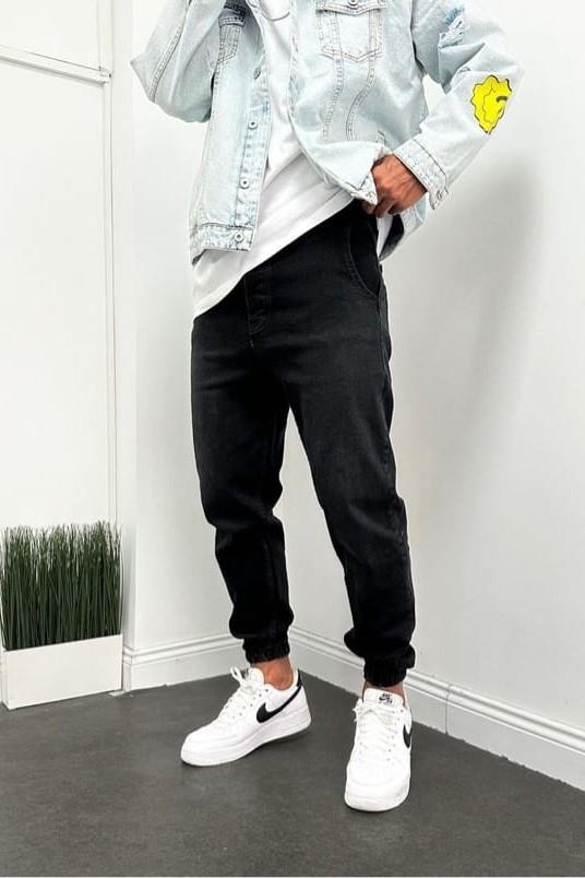 Wholesale Men's Black Jogger Jeans 1504W26-PNT2212
