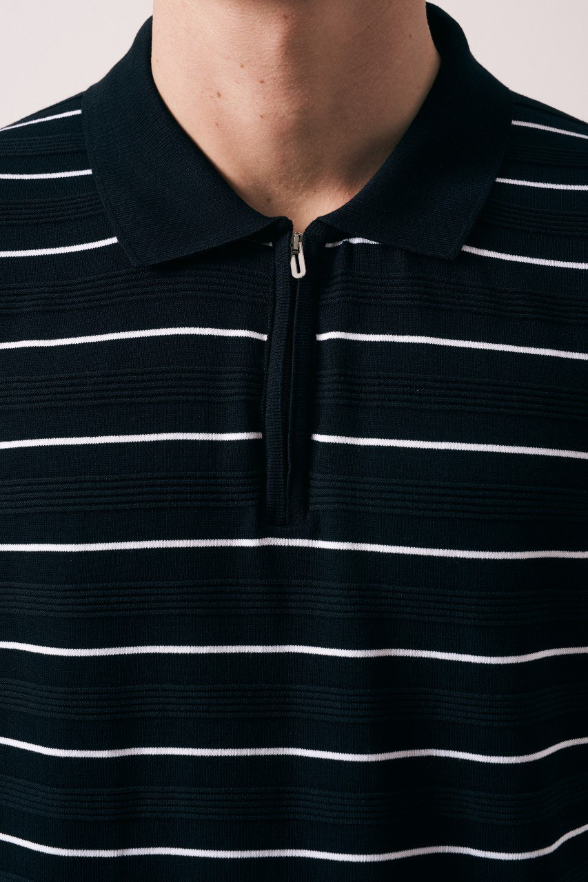 Wholesale Men's Black Knit Polo Shirt 1609W26-66617 