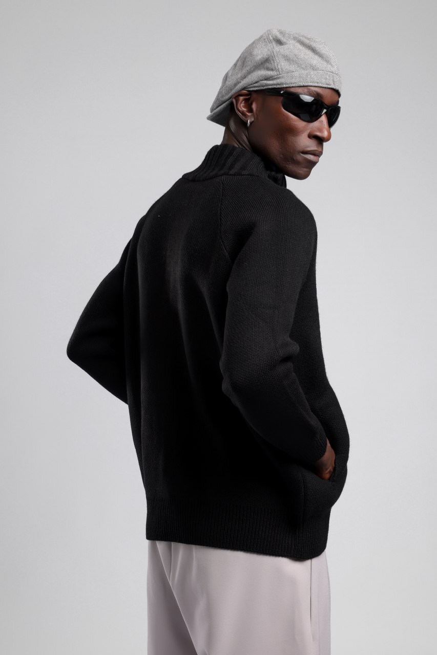 Wholesale Men's Black Knit Sweatshirt  1503FW27-CH-27027/1