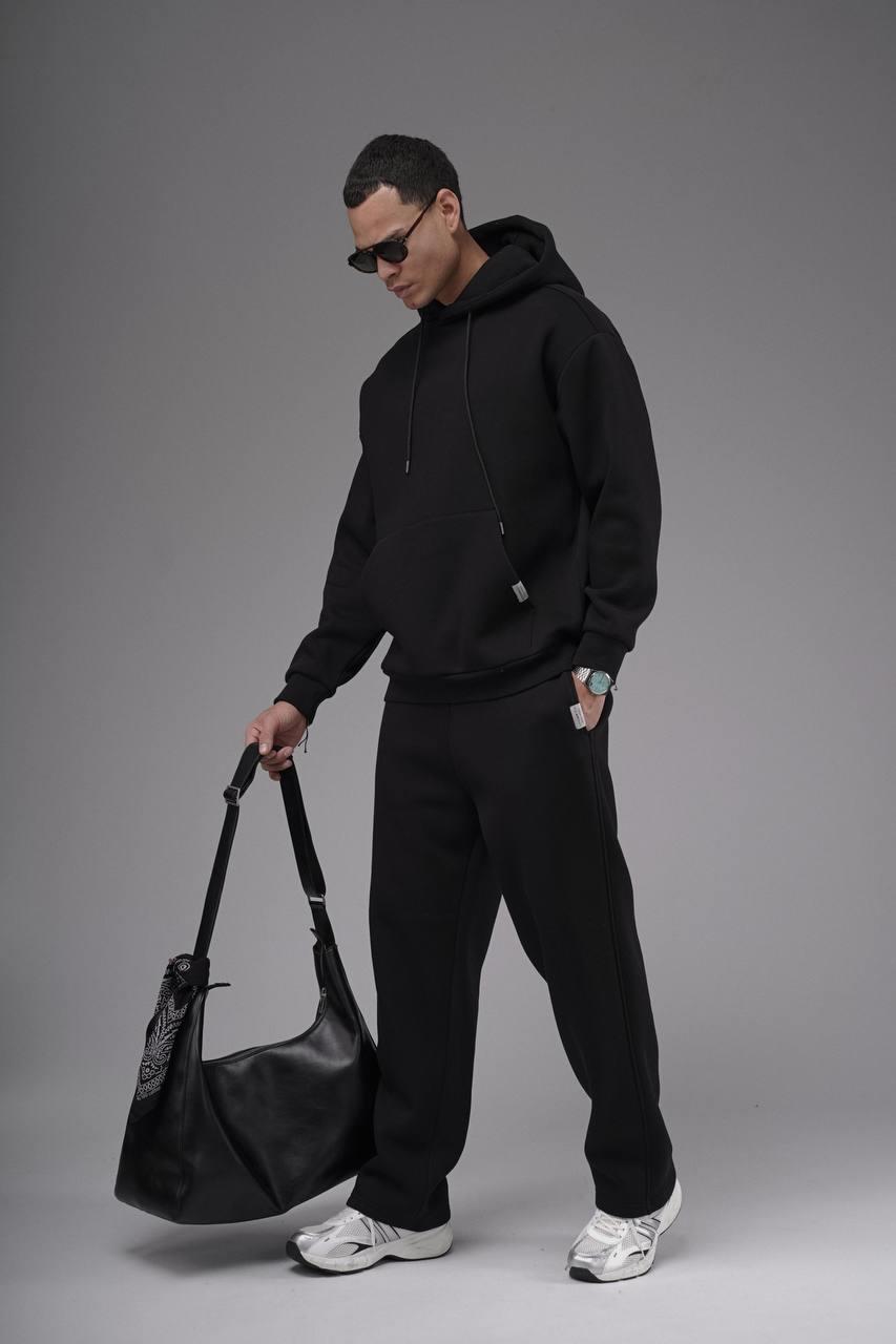 Wholesale Men's Black Oversize Tracksuit 1690W26-129