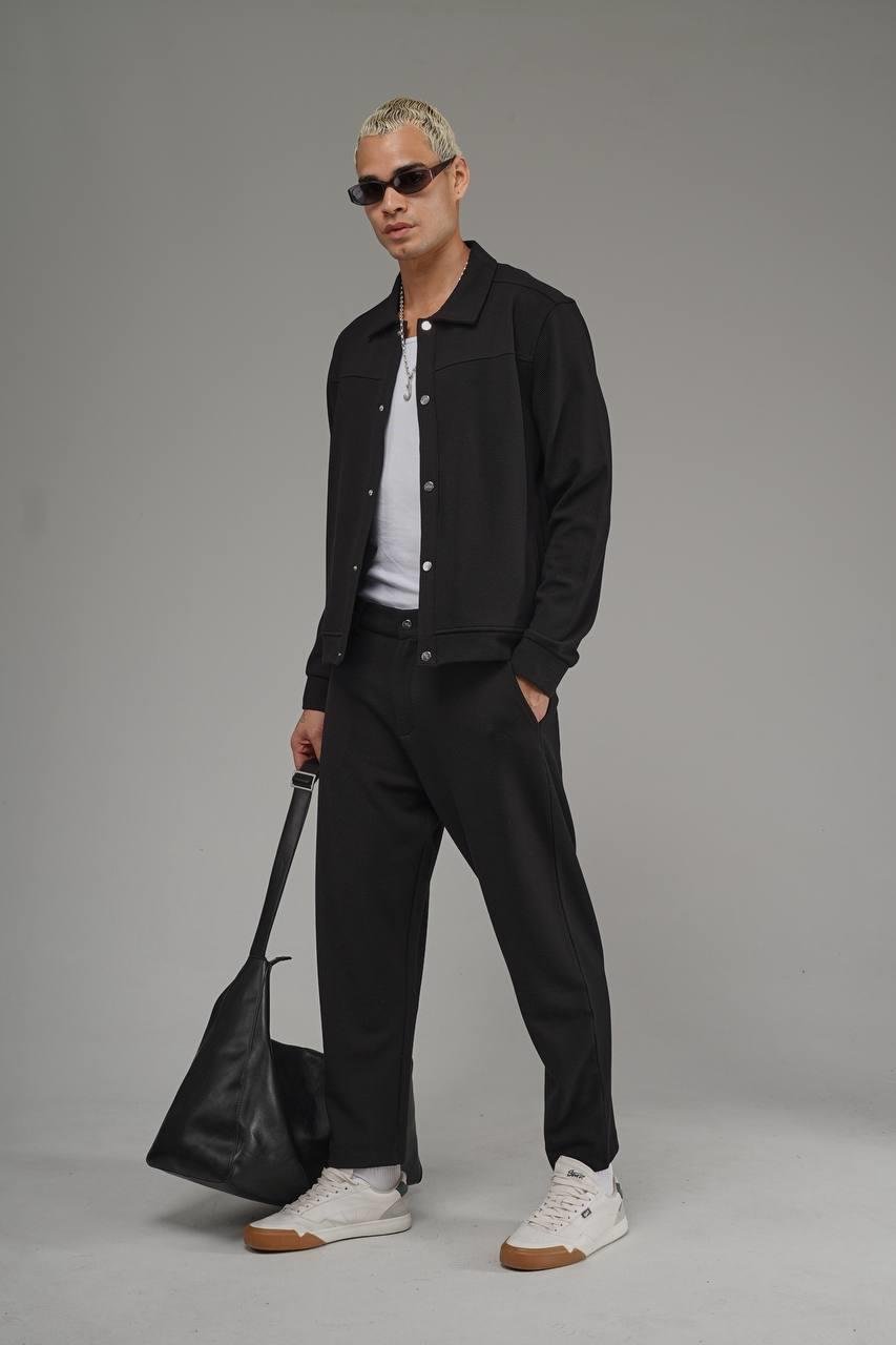 Wholesale Men's Black Oversize Tracksuit 1690W26-135.