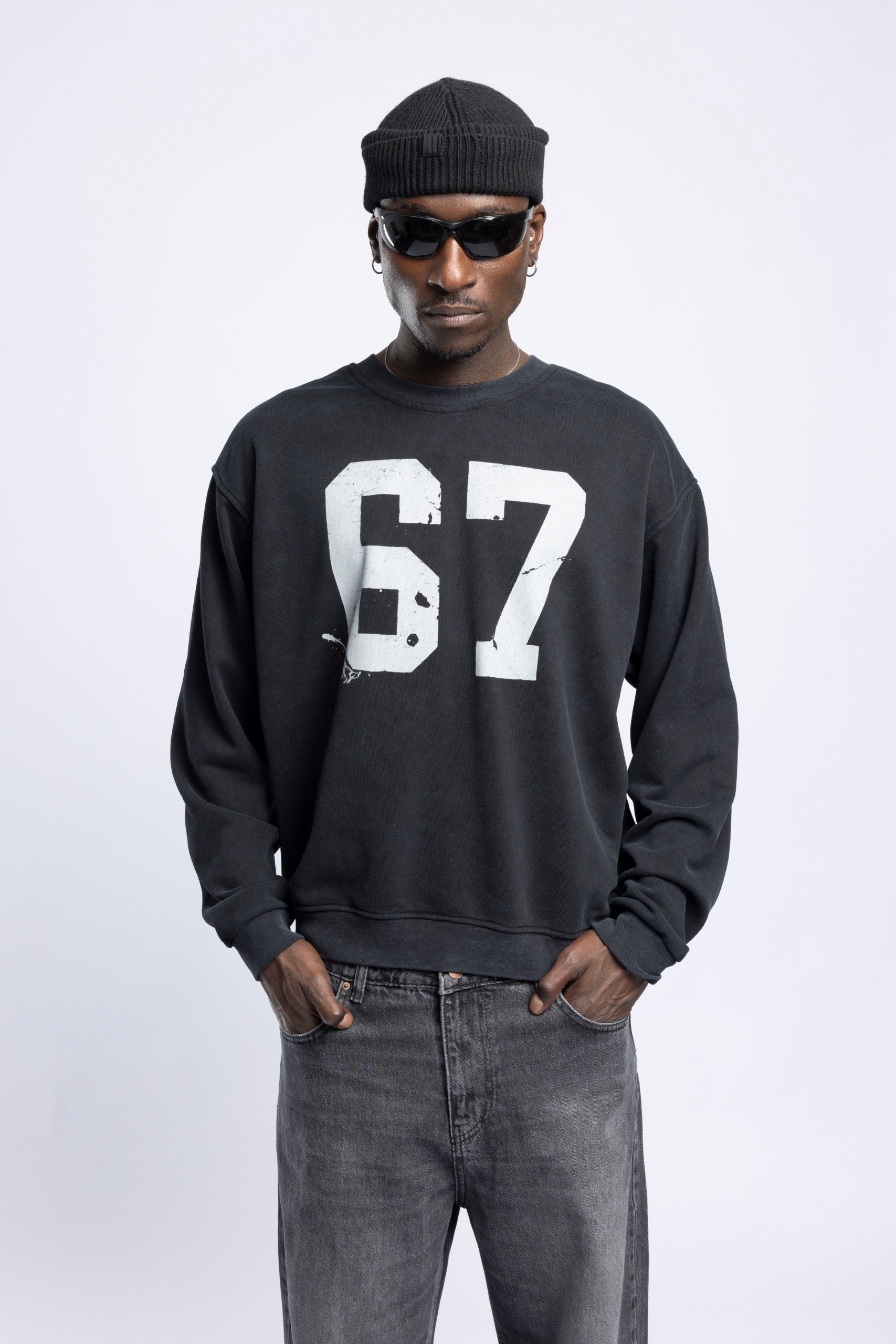 Wholesale Men's Black Printed Sweatshirt  1503FW27-MRT-4634