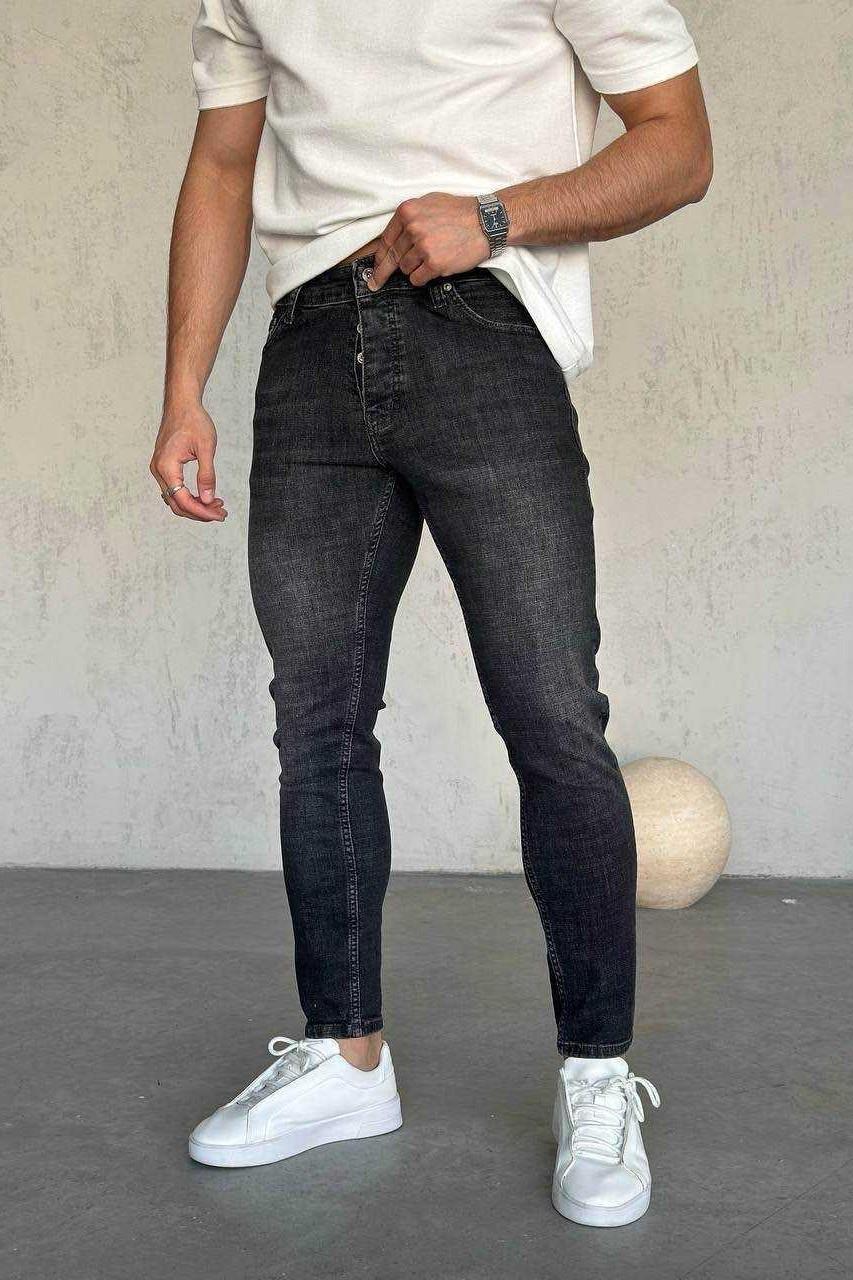 Wholesale Men's Black Slim Fit Jeans 1504W26-PNT2983