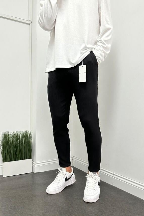 Wholesale Men's Black Slim Fit Pants 1504W26-PNT5009