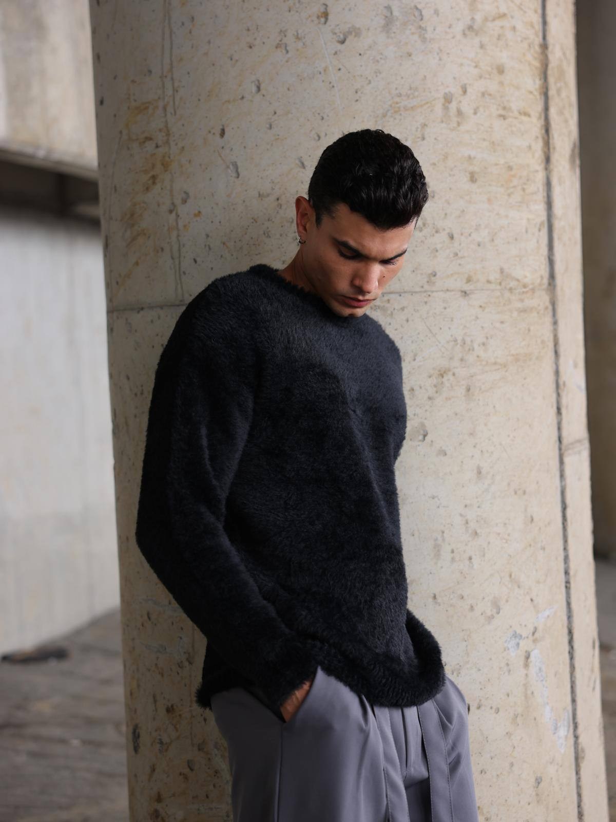Wholesale Men's Black Sweater 1603FW27-26TK023 