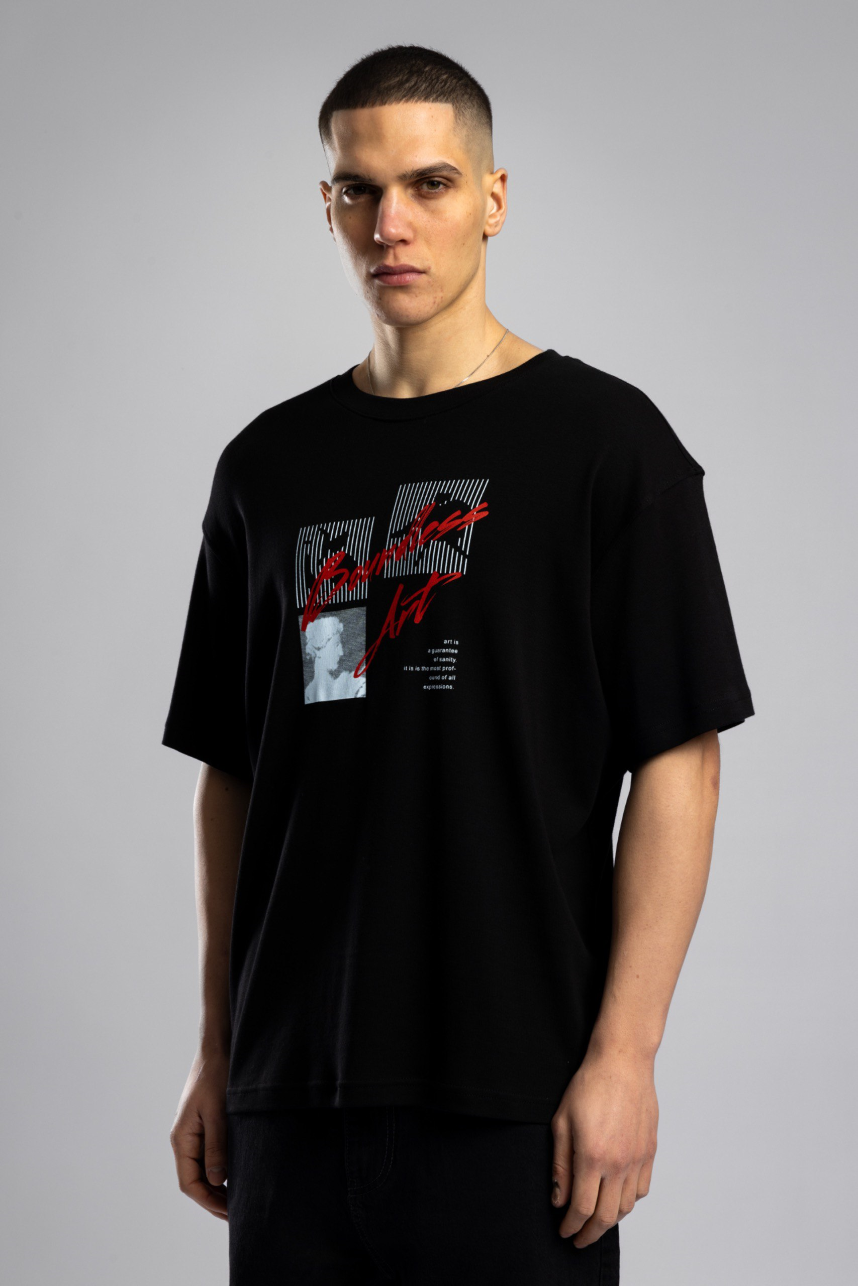 Wholesale Men's Black Thin T-shirt 1503W26-26CY-010