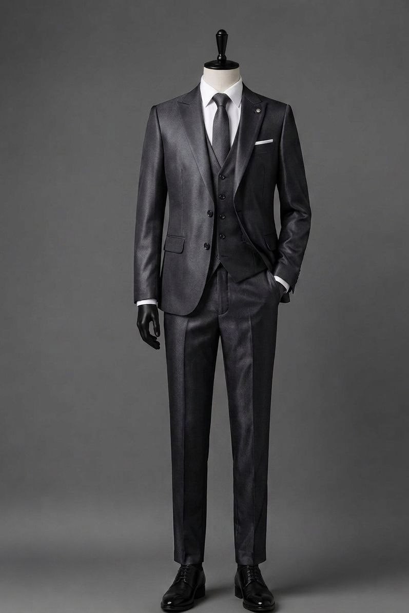 Wholesale Men's Black Three-Piece Suit 1701-111
