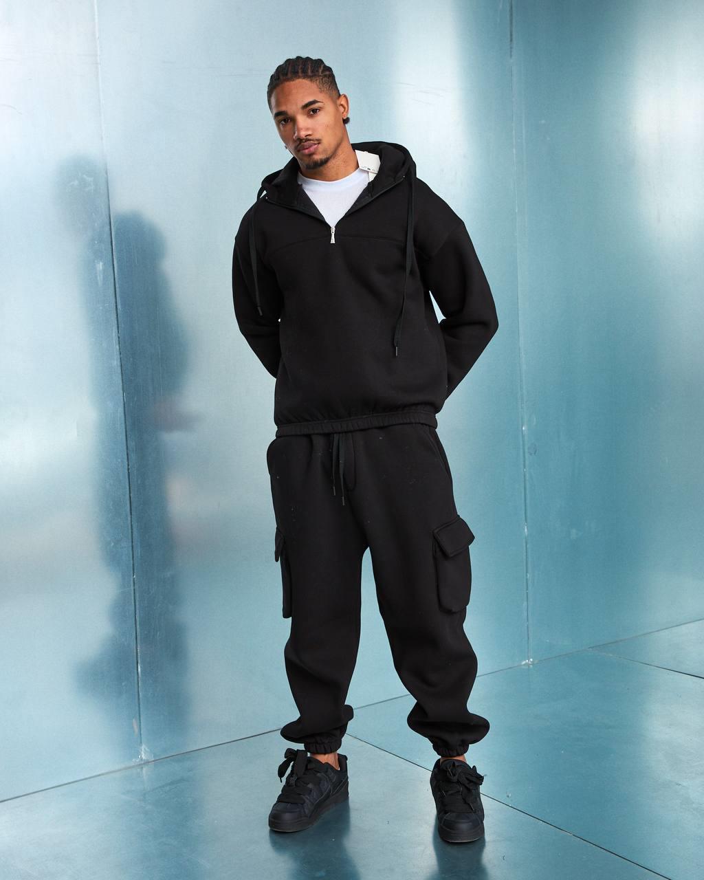 Wholesale Men's Black Tracksuit 1603W26-1603W26-