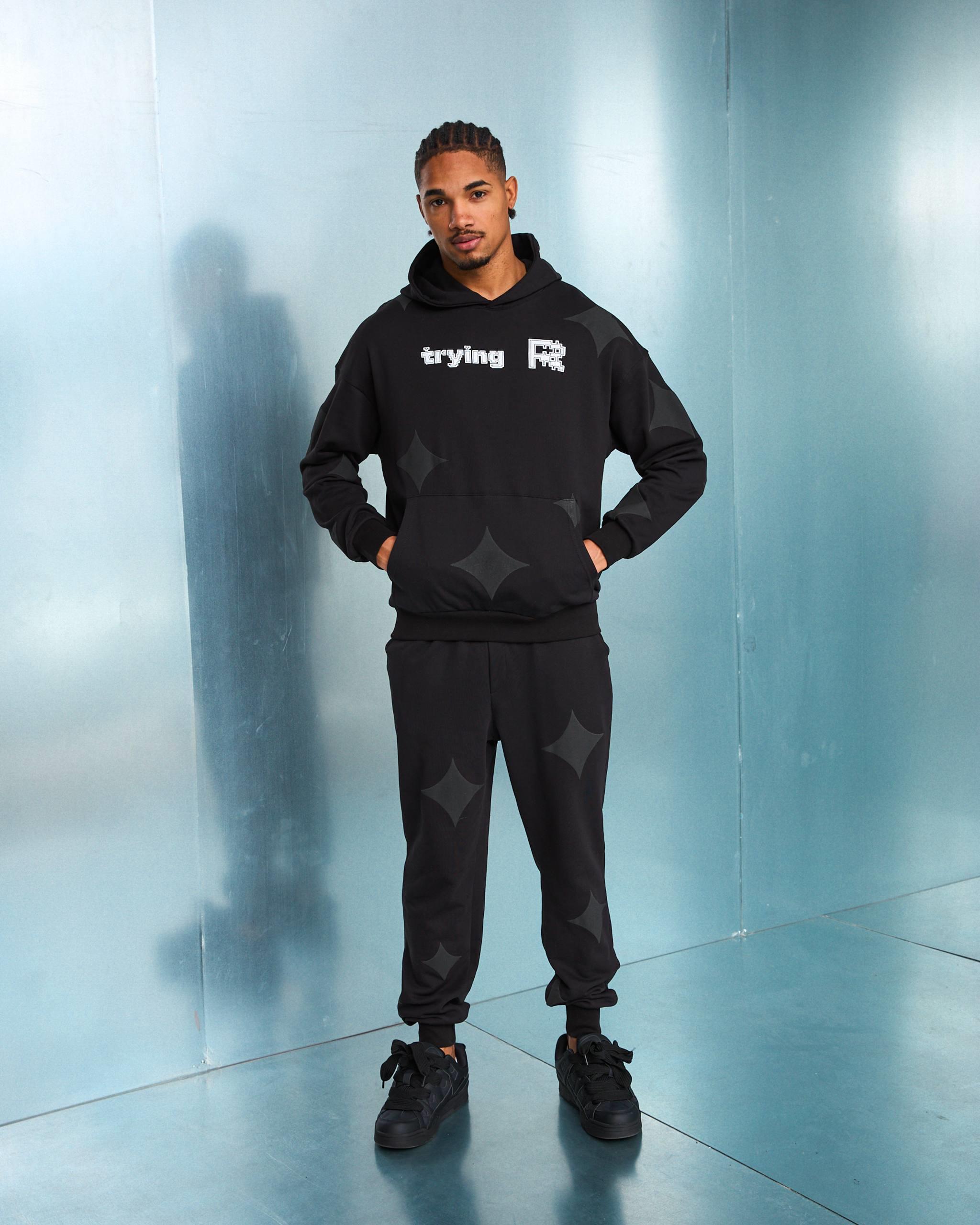 Wholesale Men's Black Tracksuit 1603W26-25-K047