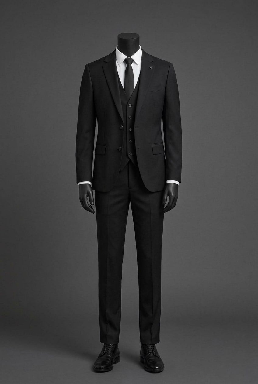 Wholesale Men's Black Two-Piece Suit 1701-125