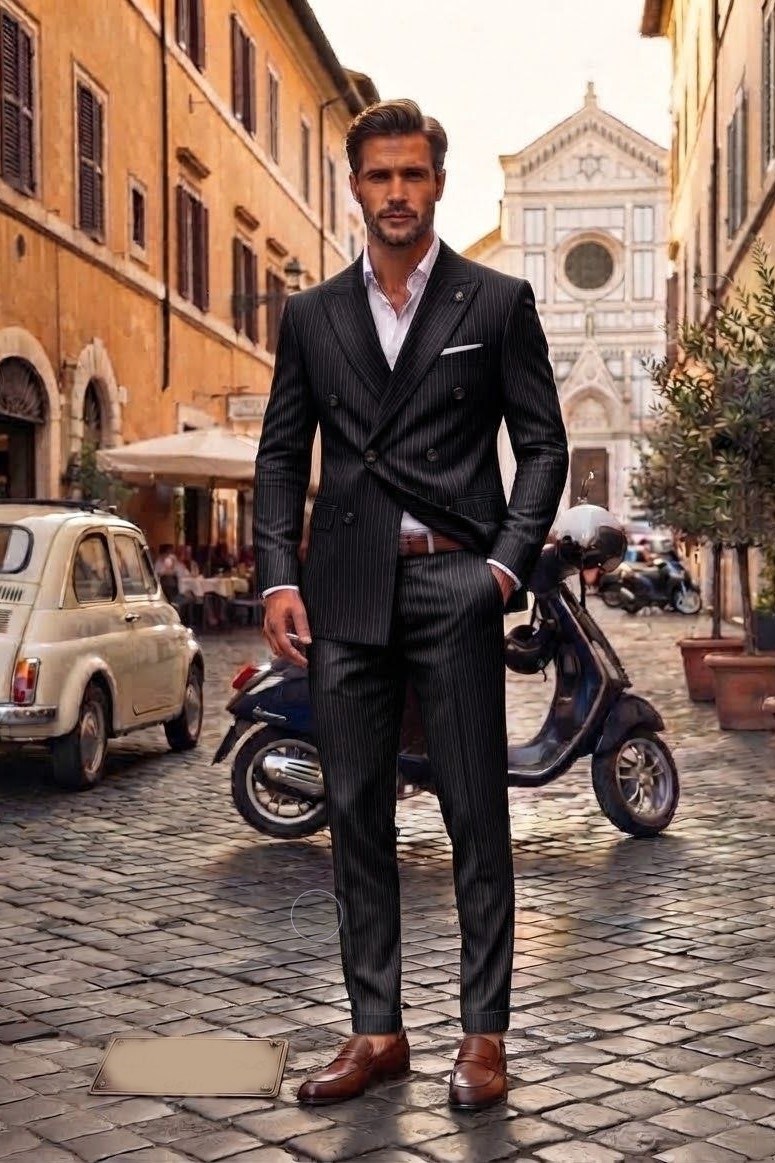 Wholesale Men's Black Two-Piece Suit 1701-138